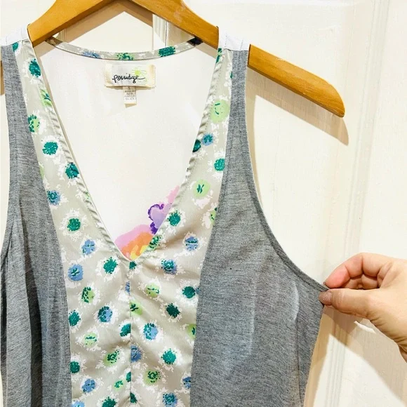 PORRIDGE Anthropologie Floral Mixed Media Tank Top Boho Festival Size S & M - Picture 6 of 12